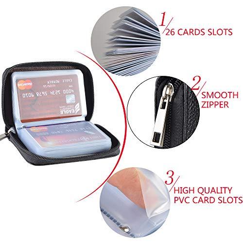 Easyoulife Genuine Leather Credit Card Holder Zipper Wallet