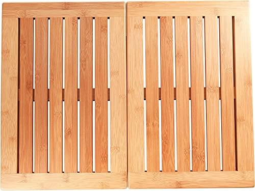 ToiletTree Products Natural Bamboo Shower Floor & Bath Mat – Non-Slip, Stain Resistant, Quick-Dry – Brown